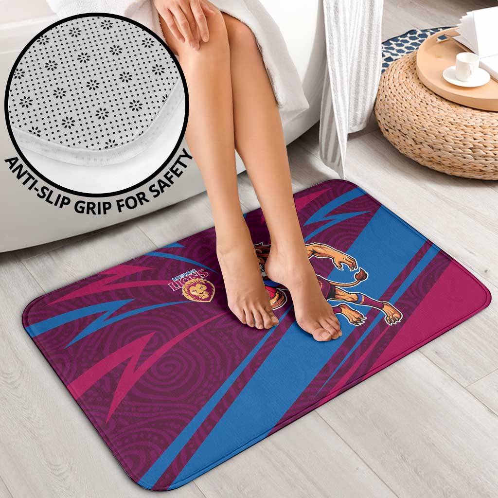 Brisbane Lions Australian Football Bathroom Set Regal Lion Mascot With Indigenous Pattern Art