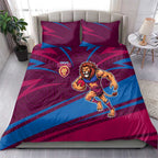 Brisbane Lions Australian Football Bedding Set Regal Lion Mascot With Indigenous Pattern Art