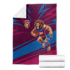 Brisbane Lions Australian Football Blanket Regal Lion Mascot With Indigenous Pattern Art