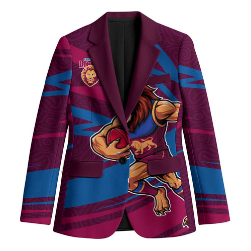 Brisbane Lions Australian Football Blazer Regal Lion Mascot With Indigenous Pattern Art