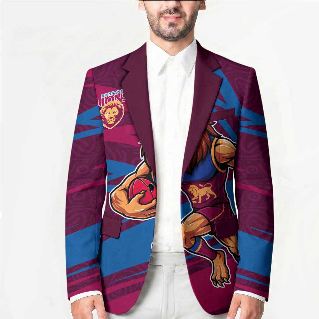 Brisbane Lions Australian Football Blazer Regal Lion Mascot With Indigenous Pattern Art