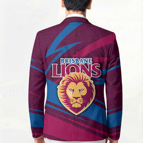 Brisbane Lions Australian Football Blazer Regal Lion Mascot With Indigenous Pattern Art
