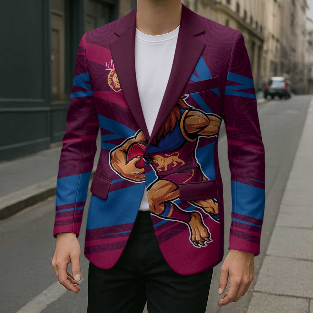 Brisbane Lions Australian Football Blazer Regal Lion Mascot With Indigenous Pattern Art