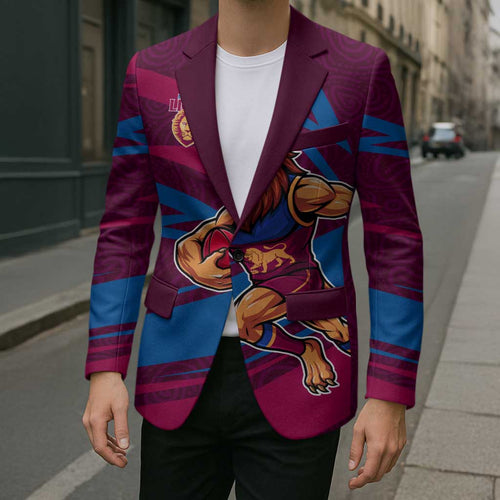 Brisbane Lions Australian Football Blazer Regal Lion Mascot With Indigenous Pattern Art