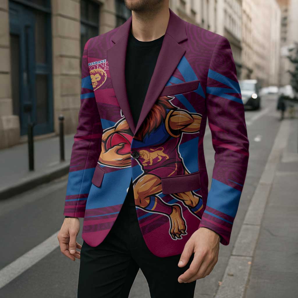 Brisbane Lions Australian Football Blazer Regal Lion Mascot With Indigenous Pattern Art