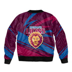 Brisbane Lions Australian Football Bomber Jacket Regal Lion Mascot With Indigenous Pattern Art