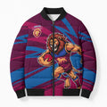 Brisbane Lions Australian Football Bomber Puffer Jacket Regal Lion Mascot With Indigenous Pattern Art