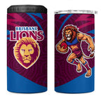 Brisbane Lions Australian Football 4 in 1 Can Cooler Tumbler Regal Lion Mascot With Indigenous Pattern Art
