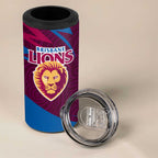 Brisbane Lions Australian Football 4 in 1 Can Cooler Tumbler Regal Lion Mascot With Indigenous Pattern Art