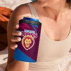Brisbane Lions Australian Football 4 in 1 Can Cooler Tumbler Regal Lion Mascot With Indigenous Pattern Art