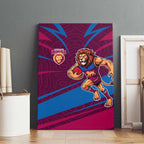 Brisbane Lions Australian Football Canvas Wall Art Regal Lion Mascot With Indigenous Pattern Art