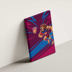 Brisbane Lions Australian Football Canvas Wall Art Regal Lion Mascot With Indigenous Pattern Art