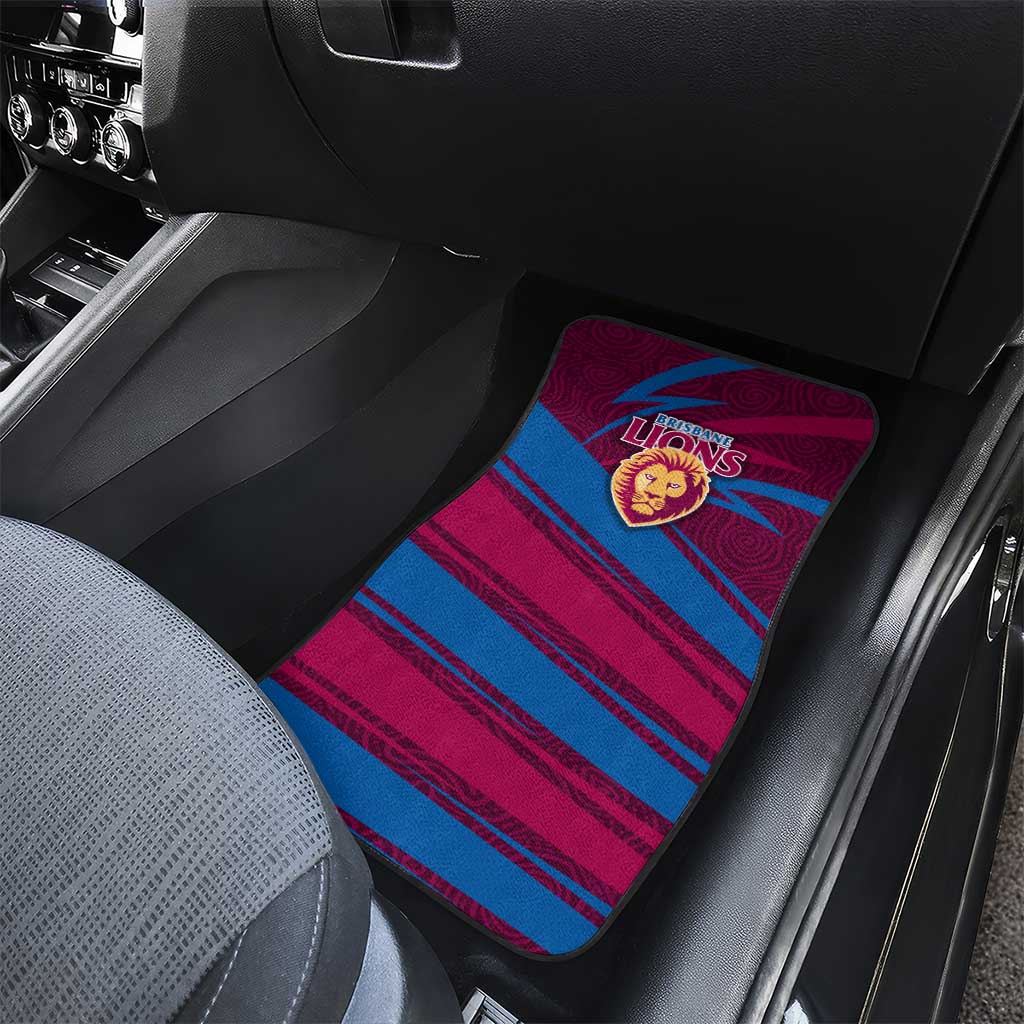 Brisbane Lions Australian Football Car Mats Regal Lion Mascot With Indigenous Pattern Art