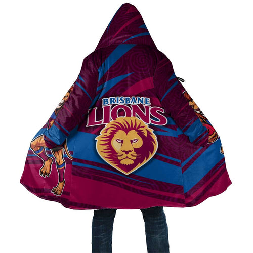 Brisbane Lions Australian Football Cloak Regal Lion Mascot With Indigenous Pattern Art