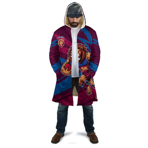 Brisbane Lions Australian Football Cloak Regal Lion Mascot With Indigenous Pattern Art