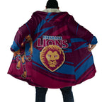 Brisbane Lions Australian Football Cloak Regal Lion Mascot With Indigenous Pattern Art