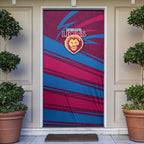 Brisbane Lions Australian Football Door Cover Regal Lion Mascot With Indigenous Pattern Art