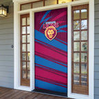 Brisbane Lions Australian Football Door Cover Regal Lion Mascot With Indigenous Pattern Art