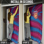 Brisbane Lions Australian Football Door Cover Regal Lion Mascot With Indigenous Pattern Art