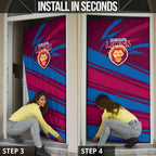 Brisbane Lions Australian Football Door Cover Regal Lion Mascot With Indigenous Pattern Art