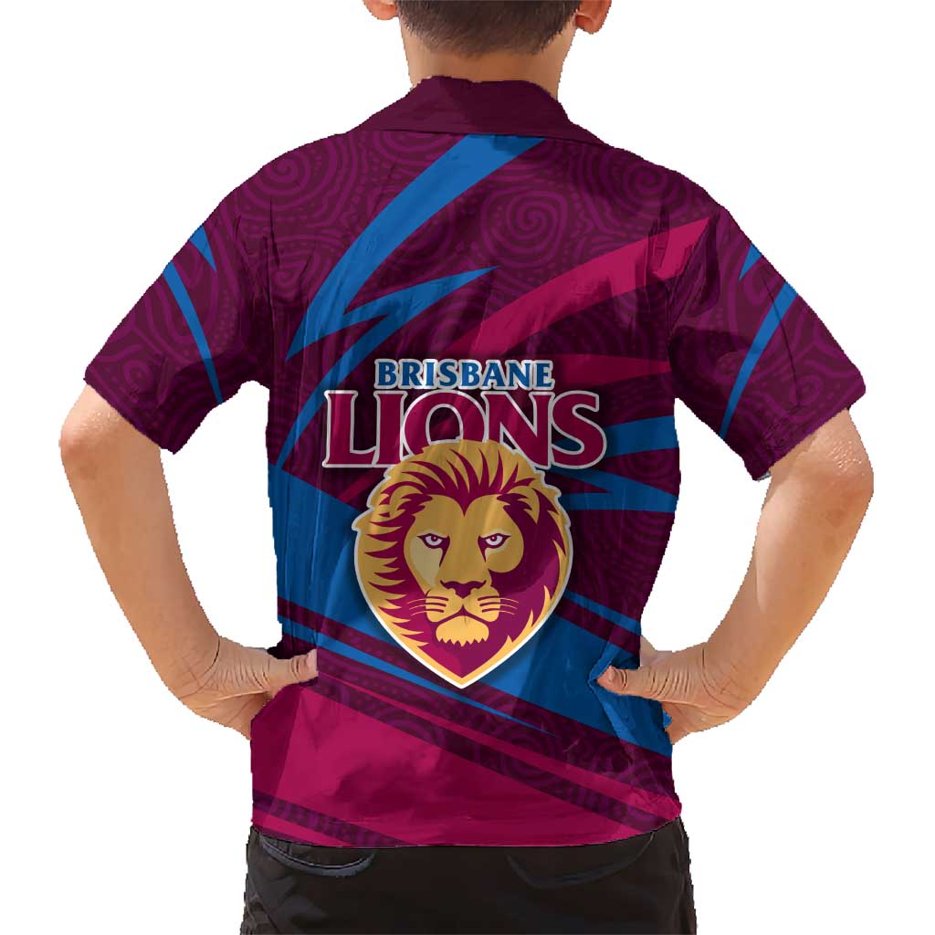 Brisbane Lions Australian Football Family Matching Mermaid Dress and Hawaiian Shirt Regal Lion Mascot With Indigenous Pattern Art