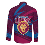 Brisbane Lions Australian Football Family Matching Off Shoulder Maxi Dress and Hawaiian Shirt Regal Lion Mascot With Indigenous Pattern Art