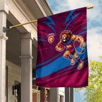 Brisbane Lions Australian Football Garden Flag Regal Lion Mascot With Indigenous Pattern Art