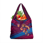 Brisbane Lions Australian Football Grocery Bag Regal Lion Mascot With Indigenous Pattern Art