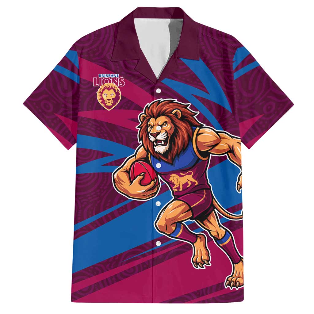 Brisbane Lions Australian Football Hawaiian Shirt Regal Lion Mascot With Indigenous Pattern Art