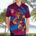 Brisbane Lions Australian Football Hawaiian Shirt Regal Lion Mascot With Indigenous Pattern Art