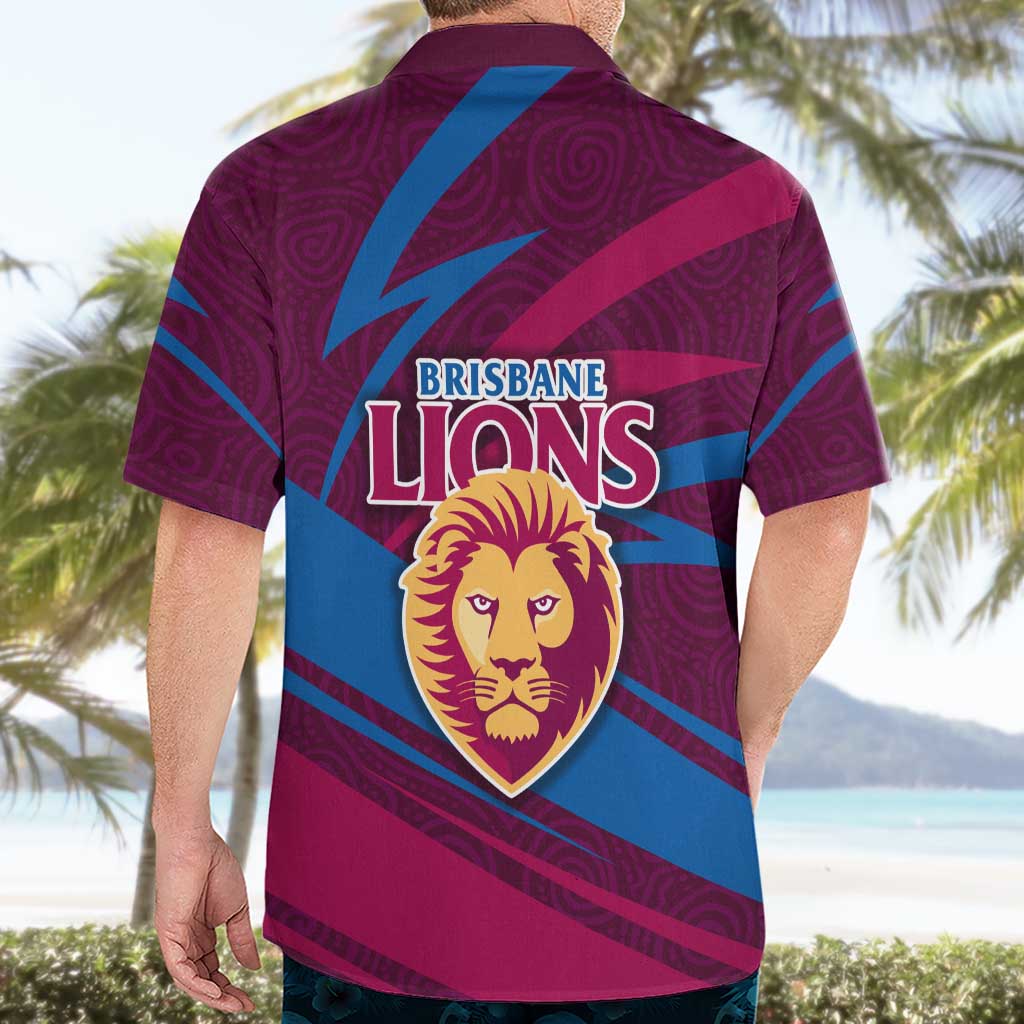 Brisbane Lions Australian Football Hawaiian Shirt Regal Lion Mascot With Indigenous Pattern Art