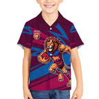 Brisbane Lions Australian Football Hawaiian Shirt Regal Lion Mascot With Indigenous Pattern Art