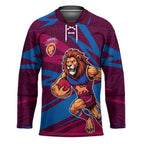 Brisbane Lions Australian Football Hockey Jersey Regal Lion Mascot With Indigenous Pattern Art
