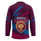 Brisbane Lions Australian Football Hockey Jersey Regal Lion Mascot With Indigenous Pattern Art