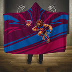 Brisbane Lions Australian Football Hooded Blanket Regal Lion Mascot With Indigenous Pattern Art