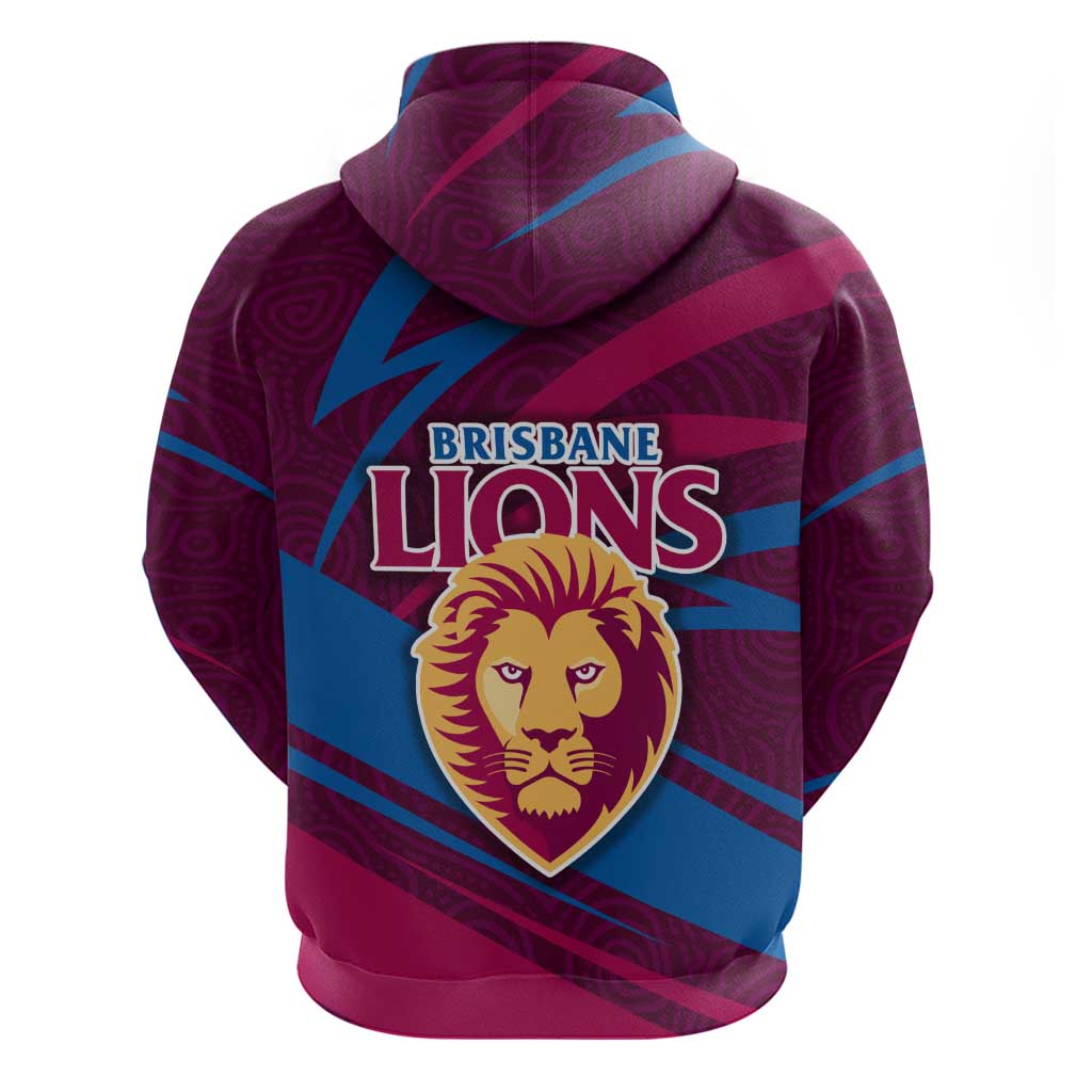 Brisbane Lions Australian Football Hoodie Regal Lion Mascot With Indigenous Pattern Art