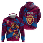 Brisbane Lions Australian Football Hoodie Regal Lion Mascot With Indigenous Pattern Art