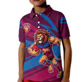 Brisbane Lions Australian Football Kid Polo Shirt Regal Lion Mascot With Indigenous Pattern Art