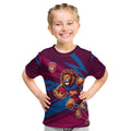 Brisbane Lions Australian Football Kid T Shirt Regal Lion Mascot With Indigenous Pattern Art
