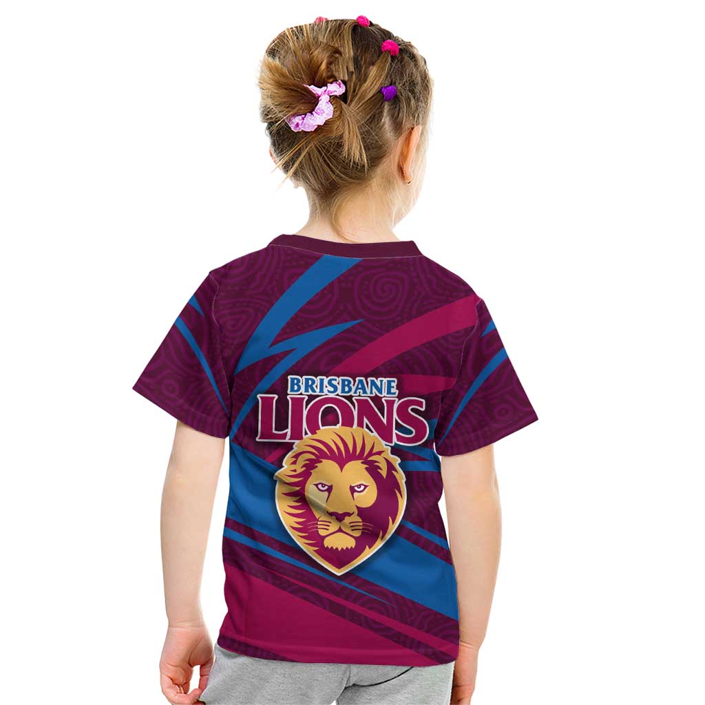 Brisbane Lions Australian Football Kid T Shirt Regal Lion Mascot With Indigenous Pattern Art