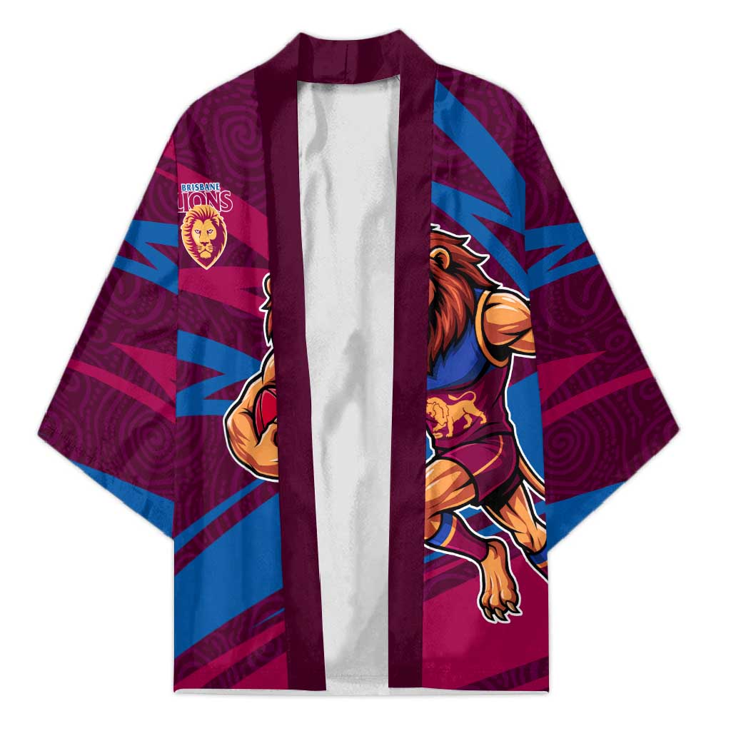 Brisbane Lions Australian Football Kimono Regal Lion Mascot With Indigenous Pattern Art