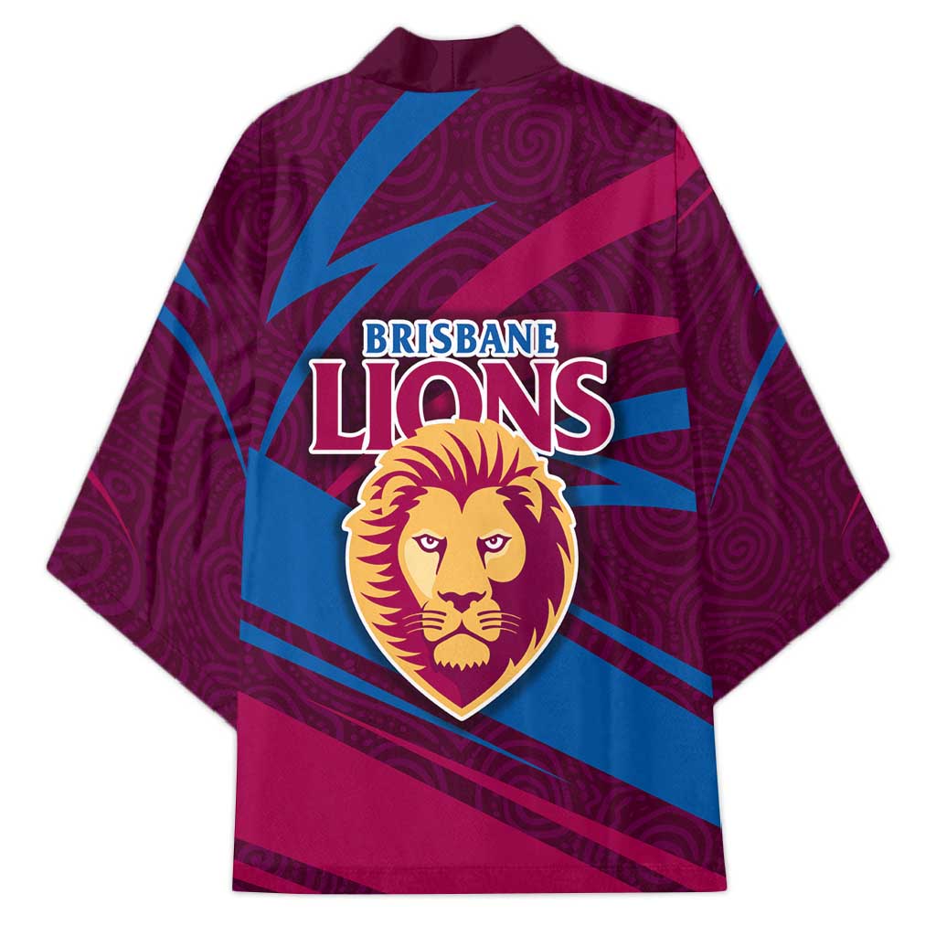 Brisbane Lions Australian Football Kimono Regal Lion Mascot With Indigenous Pattern Art