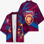 Brisbane Lions Australian Football Kimono Regal Lion Mascot With Indigenous Pattern Art