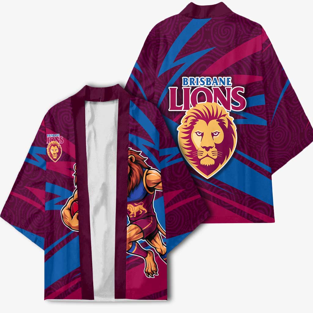 Brisbane Lions Australian Football Kimono Regal Lion Mascot With Indigenous Pattern Art