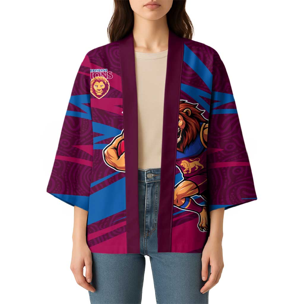 Brisbane Lions Australian Football Kimono Regal Lion Mascot With Indigenous Pattern Art