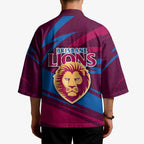 Brisbane Lions Australian Football Kimono Regal Lion Mascot With Indigenous Pattern Art