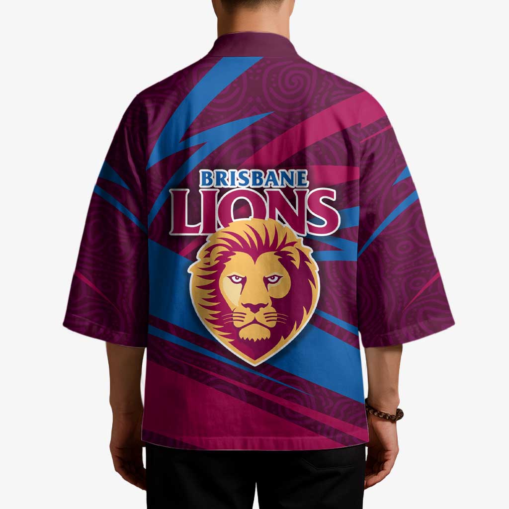 Brisbane Lions Australian Football Kimono Regal Lion Mascot With Indigenous Pattern Art