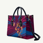 Brisbane Lions Australian Football Leather Bag Regal Lion Mascot With Indigenous Pattern Art