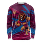 Brisbane Lions Australian Football Long Sleeve Shirt Regal Lion Mascot With Indigenous Pattern Art