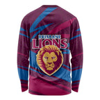 Brisbane Lions Australian Football Long Sleeve Shirt Regal Lion Mascot With Indigenous Pattern Art